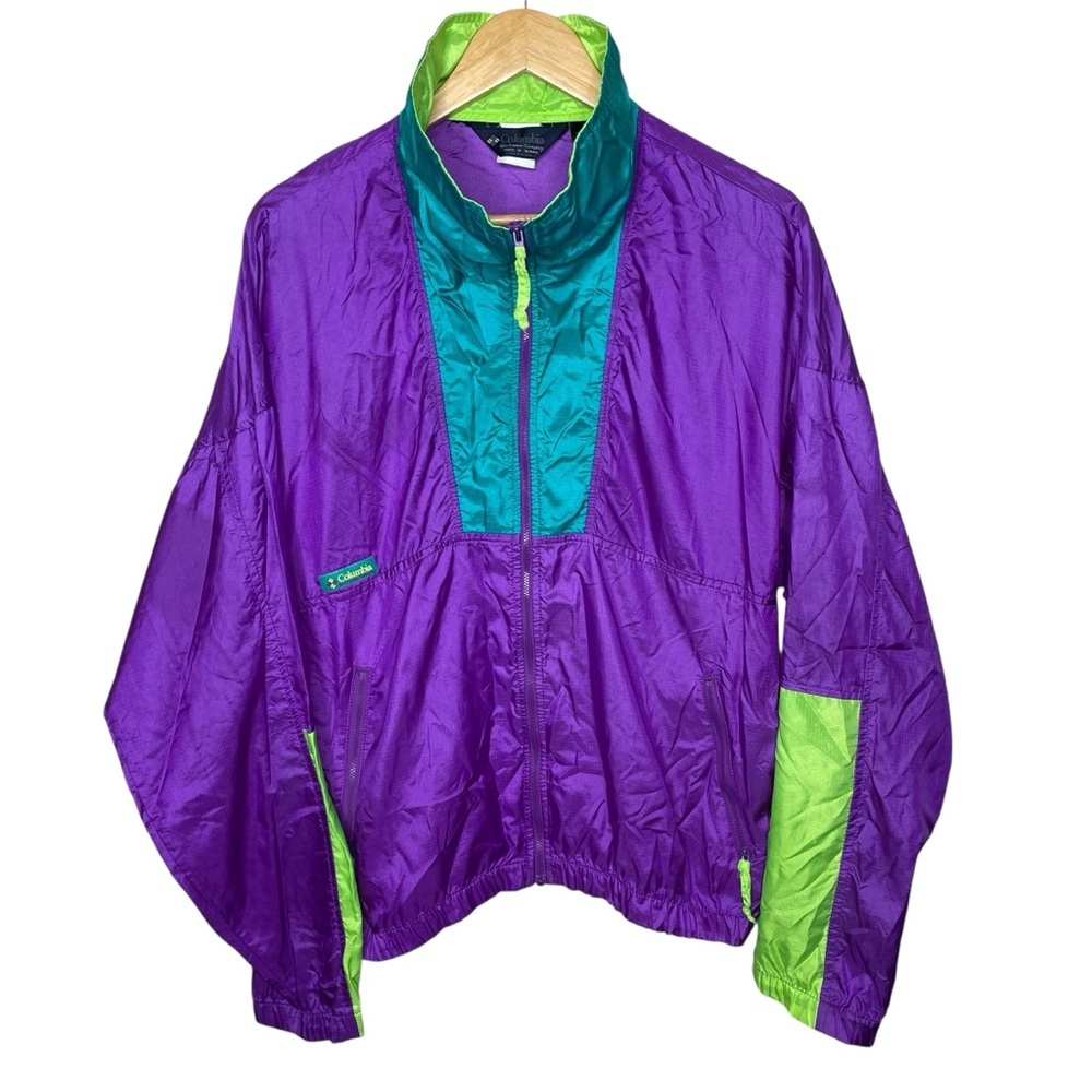 Vintage Columbia Windbreaker Jacket Full Zip Multicolor‎ Block